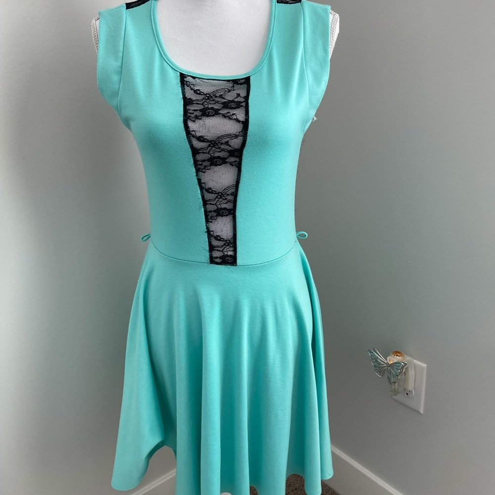 2 for $5 Black mesh and minty skater dress